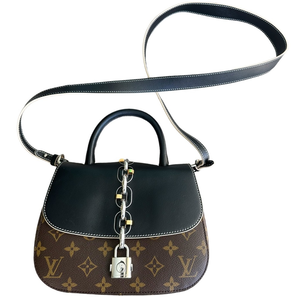 Louis Vuitton Chain It Top Handle Bag Monogram Canvas Leather PM Black Brown - Picture 4 of 12